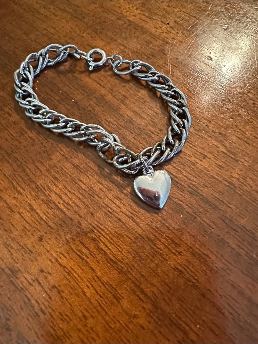 Silver Tone Heart Charm Chain‎ Little Girls Bracelet